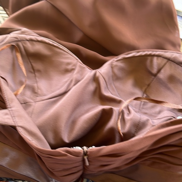 NWOT Bella by VENUS Maxi Gown- brown  chiffon one shoulder Sz 12- Gorgeous - Picture 7 of 11